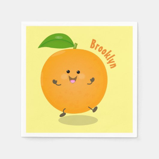 Serviette En Papier Cute dancing orange citrus fruit (Devant)