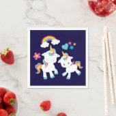 Serviette En Papier Cute Dancing Unicornes Magique Arc-en-ciel & Étoil (En situation)