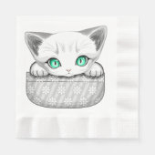 Serviette En Papier Cute de chat et pointe joueuse à partir d'une poch (Devant)