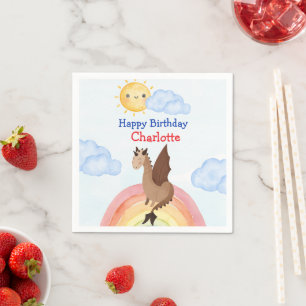 Serviette En Papier Cute dino Dragon Boy Birthday Party