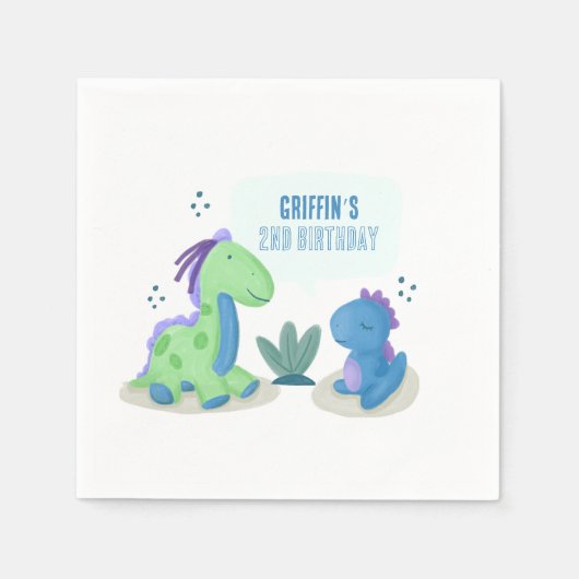 Serviette En Papier Cute Dinosaur Anniversaire (Devant)