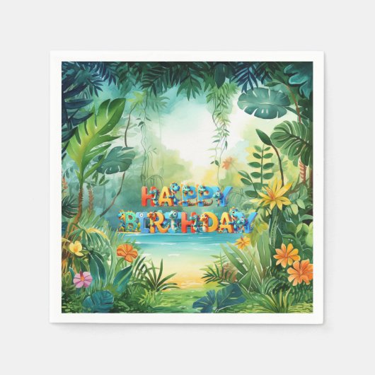Serviette En Papier Cute Dinosaur Anniversaire serviettes (Devant)