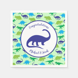 Serviette En Papier Cute Dinosaur Baby shower Dino Blue et Green Boy