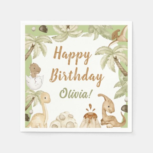 Serviette En Papier Cute Dinosaur Boy Anniversaire (Devant)