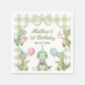 Serviette En Papier Cute Dinosaur En vichy 1er anniversaire (Devant)