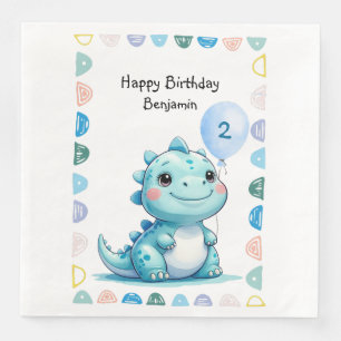 Serviette En Papier Cute Dinosaur rugir garçon Bonne fête d'anniversai