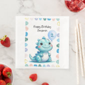 Serviette En Papier Cute Dinosaur rugir garçon Bonne fête d'anniversai (En situation)