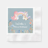 Serviette En Papier Cute Dinosaur Unicorn arc-en-ciel Nom d'anniversai (Devant)