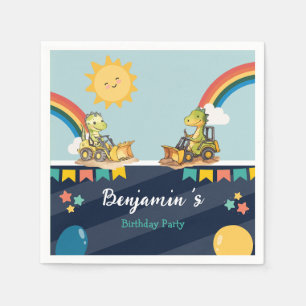 Serviette En Papier Cute dinosaure Excavateur tracteur arc-en-ciel Ann