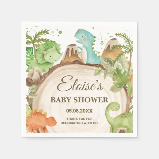 Serviette En Papier Cute Dinosaures Garçon Anniversaire Feuil T-Rex (Devant)