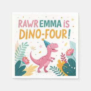 Serviette En Papier Cute Dinosaures Roar Girl Anniversaire de fête Nap