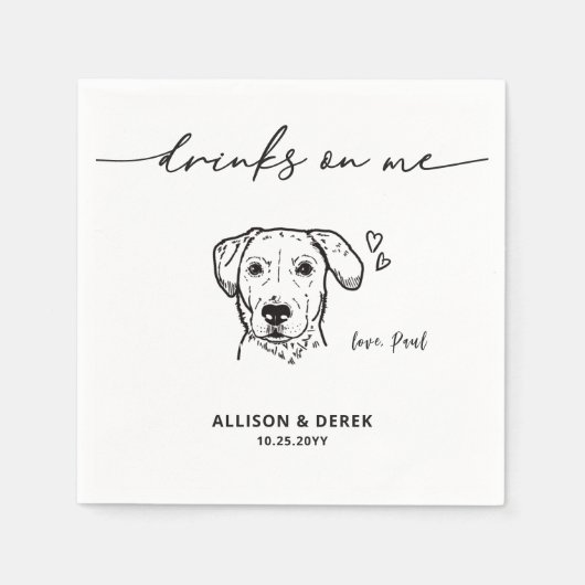Serviette En Papier Cute Drinks on Me Labrador Retriever Dog Wedding (Devant)