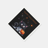 Serviette En Papier Cute Drôle Fantôme Noir Kitten Halloween (Coin)