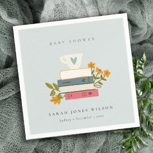 Serviette En Papier Cute Dusky empilé Storybooks Baby shower Floral