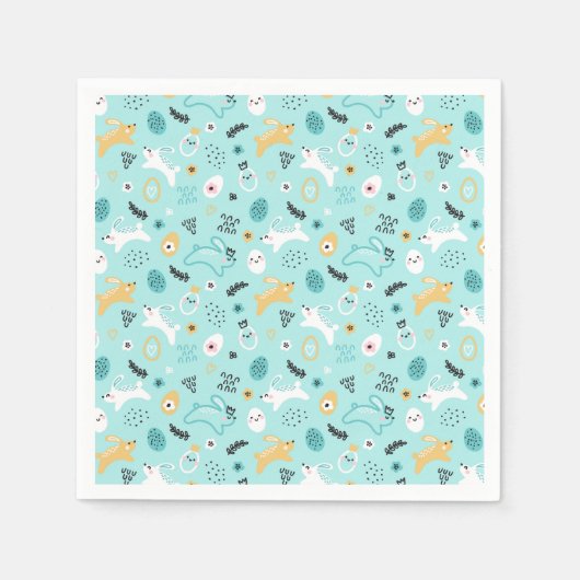 Serviette En Papier Cute Easter Bunny Pattern Kawaii Rabbits Eggs  (Devant)