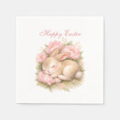 Serviette En Papier Cute Easter Bunny Rabbit Pink Blush Peony (Devant)