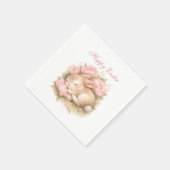 Serviette En Papier Cute Easter Bunny Rabbit Pink Blush Peony (Coin)