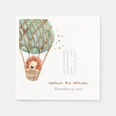 Serviette En Papier Cute Eco Green Hot Air Balloon Lion Anniversaire d (Devant)