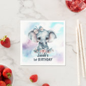 Serviette En Papier Cute Elephant 1er anniversaire fête (En situation)