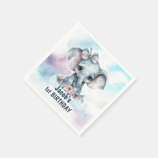 Serviette En Papier Cute Elephant 1er anniversaire fête (Coin)