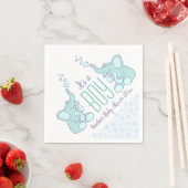 Serviette En Papier Cute Elephant bleu nommé baby shower garçon napkin (En situation)