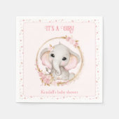 Serviette En Papier Cute Eléphant Fleurs Roses Baby showers serviettes (Devant)