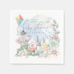 Serviette En Papier Cute Elephant Floral Nature Baby shower Pique-niqu