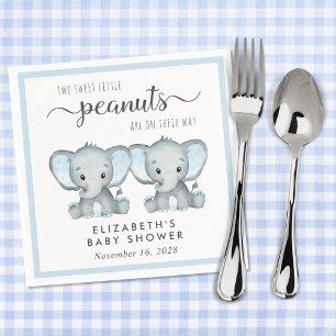 Serviette En Papier Cute Elephants Twin Boys Baby shower