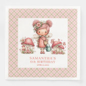 Serviette En Papier Cute Fairy 1st Birthday Whimsical Pink Paper  (Devant)