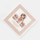 Serviette En Papier Cute Fairy Garden Birthday Invitation Pink Floral  (Coin)