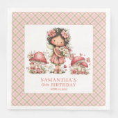 Serviette En Papier Cute Fairy Garden Birthday Invitation Pink Floral  (Devant)