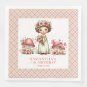Serviette En Papier Cute Fairy Pink Floral Party Birthday Custom Name  (Devant)
