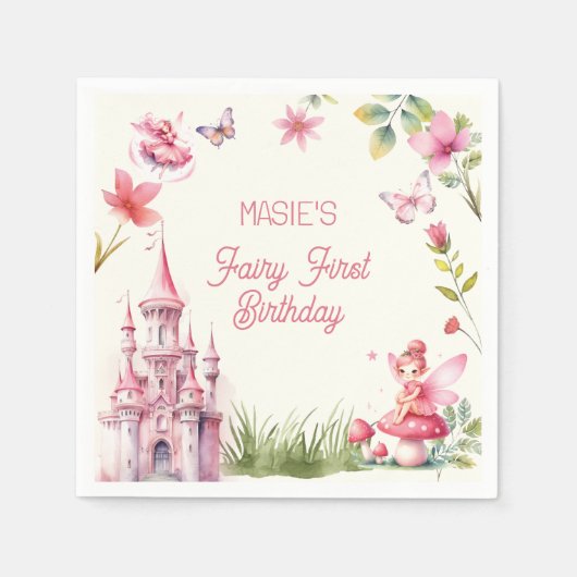 Serviette En Papier Cute Fairy Premier Fleur sauvage Anniversaire (Devant)