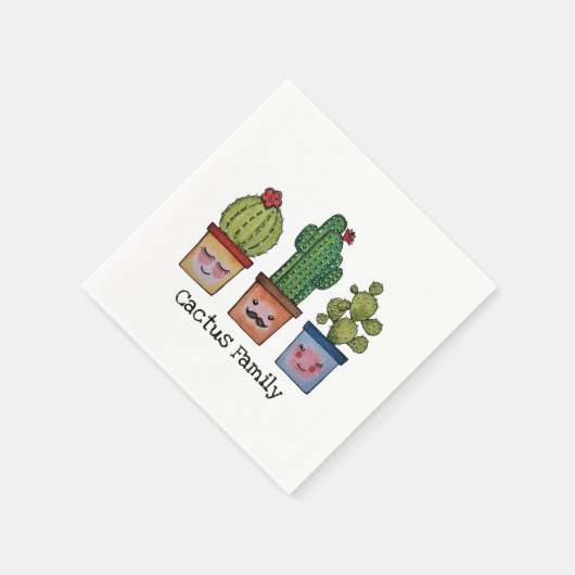 Serviette En Papier Cute Famille Cactus En Aquarelle (Coin)