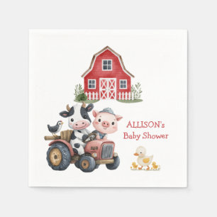 Serviette En Papier Cute Farm Animaux Cochon Vache Barnyard Baby showe