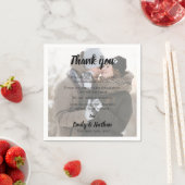 Serviette En Papier Cute Faux Vellum Photo Mariage Merci Message (En situation)