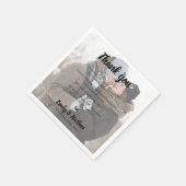 Serviette En Papier Cute Faux Vellum Photo Mariage Merci Message (Coin)