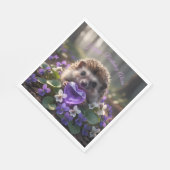 Serviette En Papier Cute February Hedgehog with Amethyst Heart (Coin)