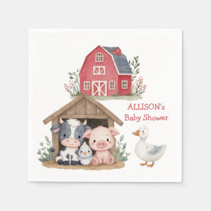 Serviette En Papier Cute ferme animaux Baby shower de vache de porc