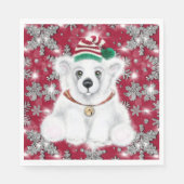 Serviette En Papier Cute festive holiday Polar bear glitter snowflakes (Devant)