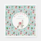 Serviette En Papier Cute Fiesta Llama & Cactus Anniversaire de enfant (Devant)