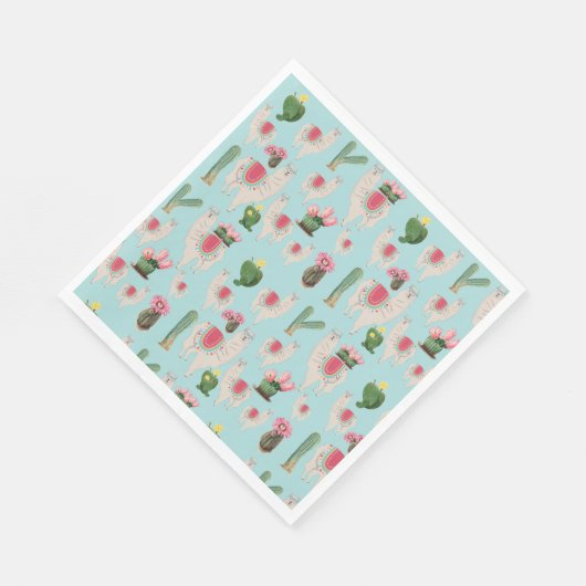 Serviette En Papier Cute Fiesta Llama & Cactus Motif (Coin)