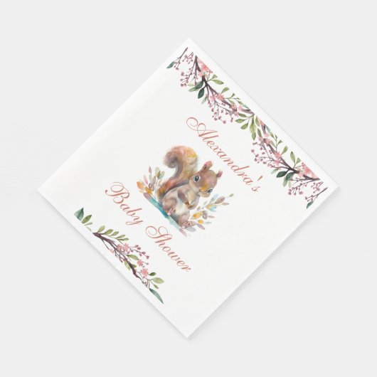 Serviette En Papier Cute forêt d'écureuil Baby shower de bois serviett (Coin)