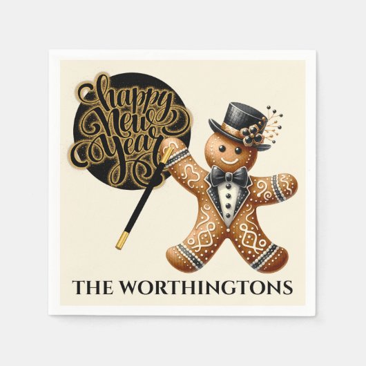 Serviette En Papier Cute Formal Gingerbread Homme Nouvel An (Devant)