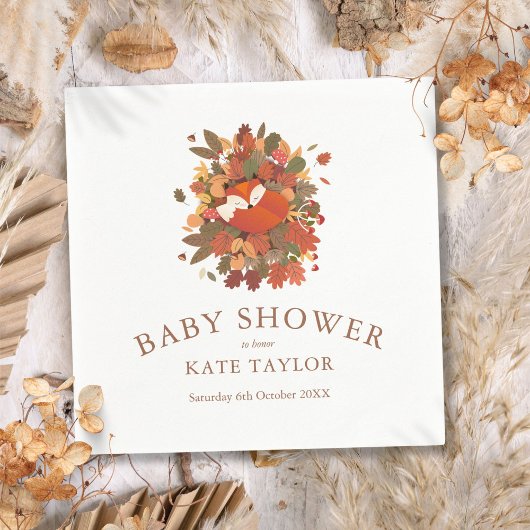 Serviette En Papier Cute Fox Cub Baby shower de bois