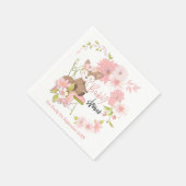 Serviette En Papier Cute Fox Florals rose Blanc Nom Fille Baby shower (Coin)