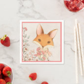Serviette En Papier Cute Fox Rose Floral Girl (En situation)