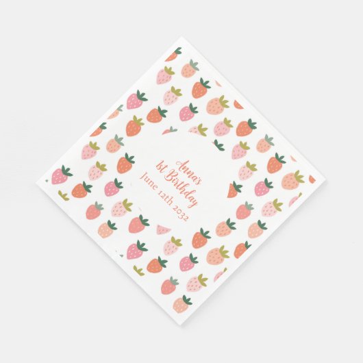 Serviette En Papier Cute fraise Anniversaire serviettes (Coin)