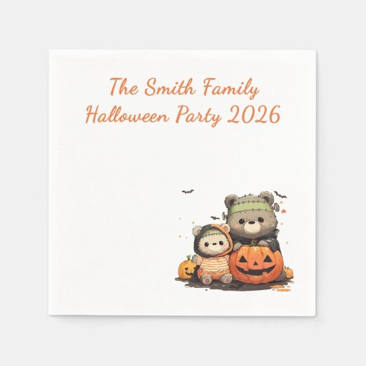 Serviette En Papier Cute Frankenstein Bear Halloween Custom (Devant)