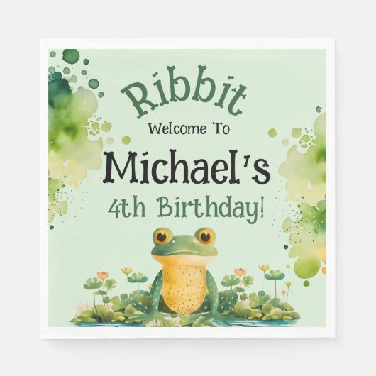 Serviette En Papier Cute Frog fête d'anniversaire (Devant)